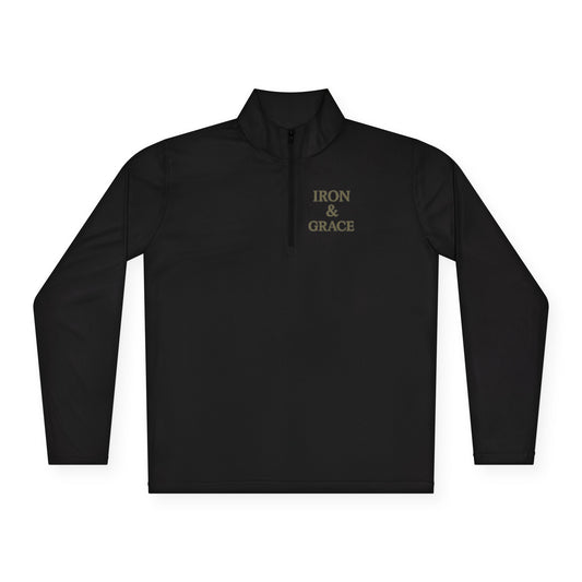 Iron + Grace Men’s Quarter-Zip Pullover | Minimal Faith-Inspired Performance Layer